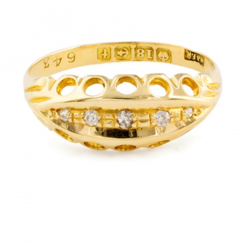 18ct gold Vintage Diamond 5 stone Ring size L
